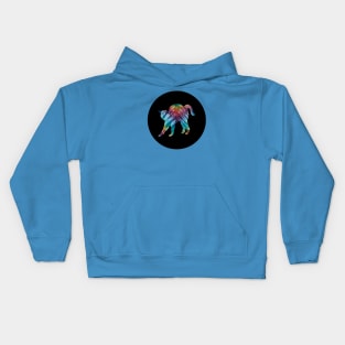 Stretching Tie-Dye Cat on Black Circle Kids Hoodie